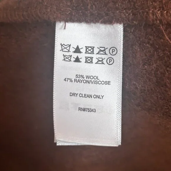 NWT Premium Quality Wool Blend Trendy Brown Open Coat With Oversized Pockets - Picture 9 of 13